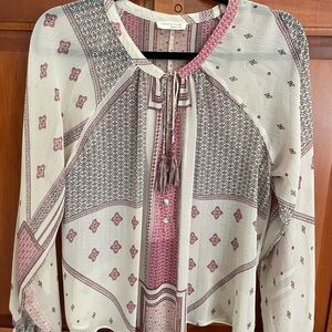 Lovestitch Women's Patterned Blouse - Pink and Cream